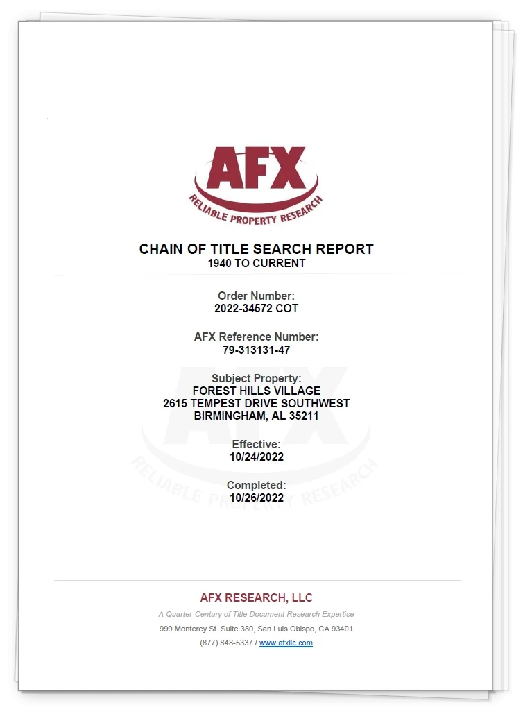 Chain of Title Search Report