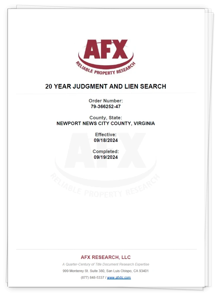 Judgment and Lien Search Report